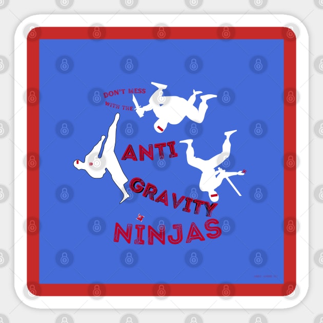 Anti Gravity Ninjas (White/Red Over Blue) By Abby Anime(c) Sticker by Abby Anime